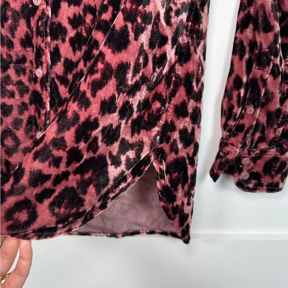 J.CREW Classic-fit Shirt In Drapey Velvet Leopard Print Pink Black J9279 00P